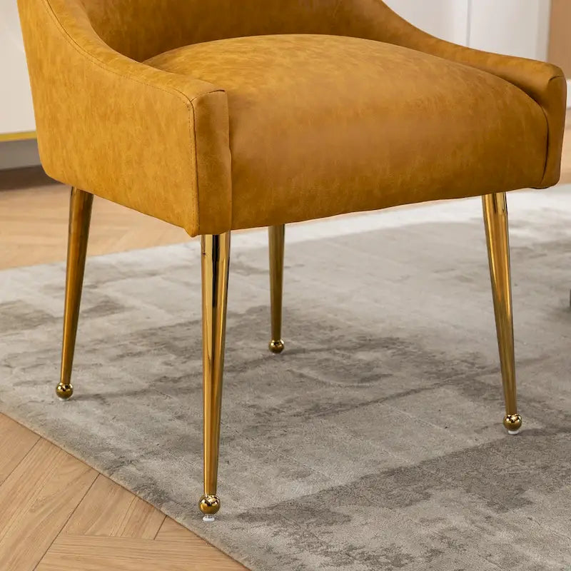 SEYNAR Modern Glam Boucle Pleated Velvet Dining Chair or Vanity Chair Set of 2 with Rear Handle