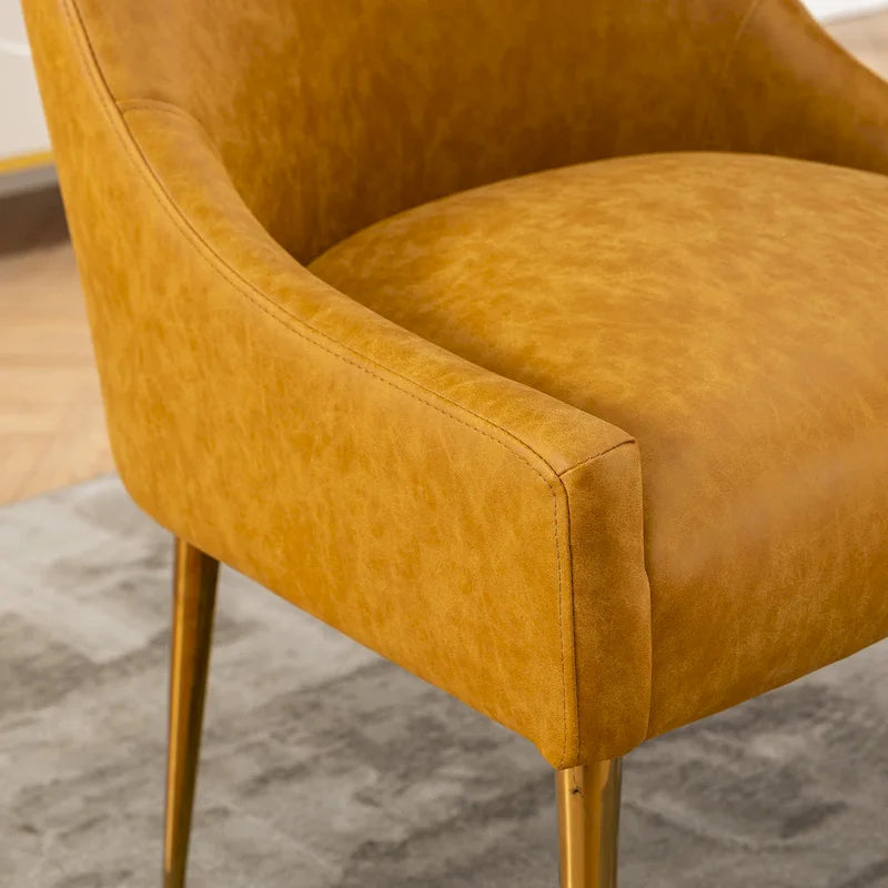 SEYNAR Modern Glam Boucle Pleated Velvet Dining Chair or Vanity Chair Set of 2 with Rear Handle