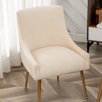 SEYNAR Modern Glam Boucle Pleated Velvet Dining Chair or Vanity Chair Set of 2 with Rear Handle
