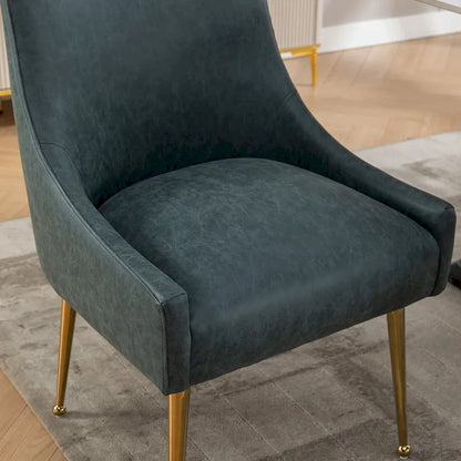 SEYNAR Modern Glam Boucle Pleated Velvet Dining Chair or Vanity Chair Set of 2 with Rear Handle