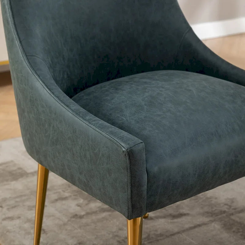 SEYNAR Modern Glam Boucle Pleated Velvet Dining Chair or Vanity Chair Set of 2 with Rear Handle