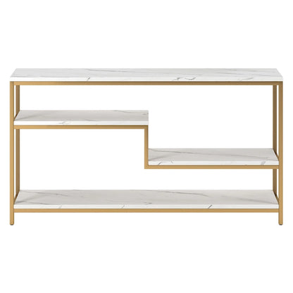 Mathis 55 Wide Rectangular Console Table with Faux Marble Top