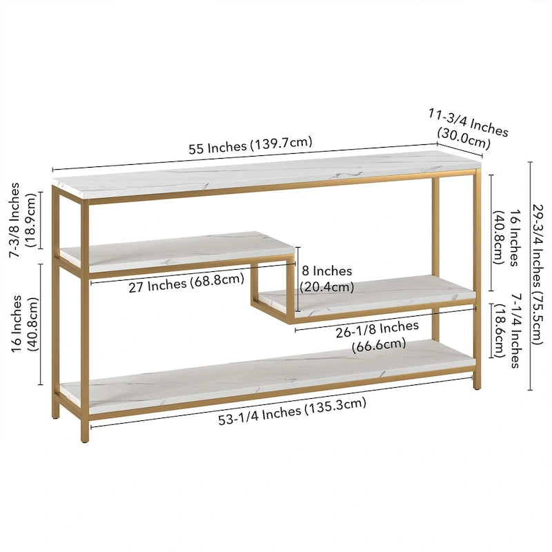 Mathis 55 Wide Rectangular Console Table with Faux Marble Top