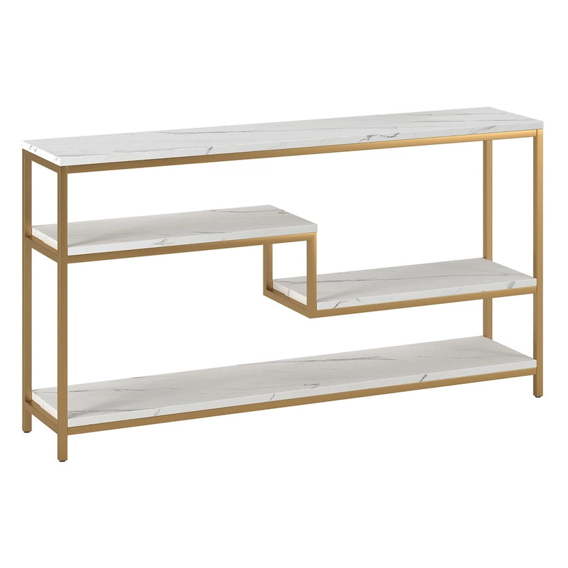 Mathis 55 Wide Rectangular Console Table with Faux Marble Top