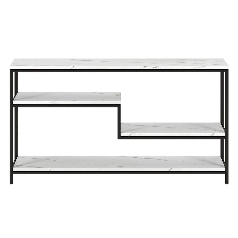 Mathis 55 Wide Rectangular Console Table with Faux Marble Top