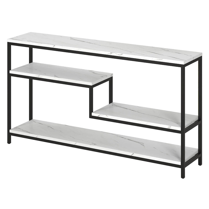 Mathis 55 Wide Rectangular Console Table with Faux Marble Top