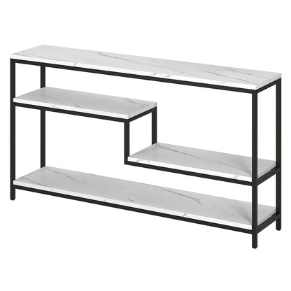 Mathis 55 Wide Rectangular Console Table with Faux Marble Top