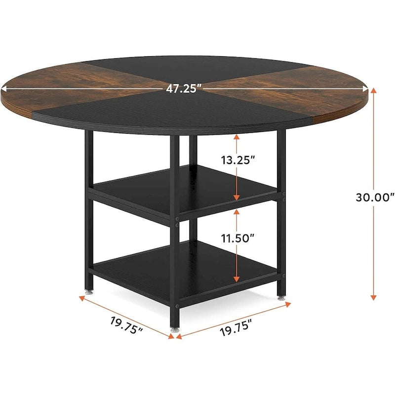 47 inch Dining Table for Dining Room, 4 People Round Dinner Table