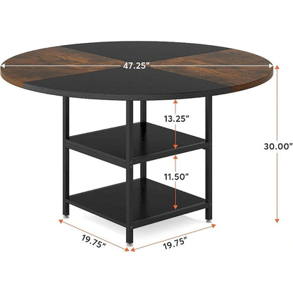 47 inch Dining Table for Dining Room, 4 People Round Dinner Table