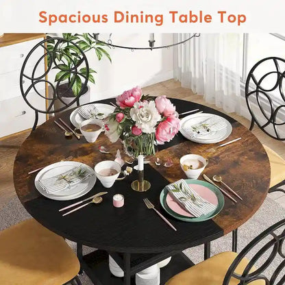 47 inch Dining Table for Dining Room, 4 People Round Dinner Table