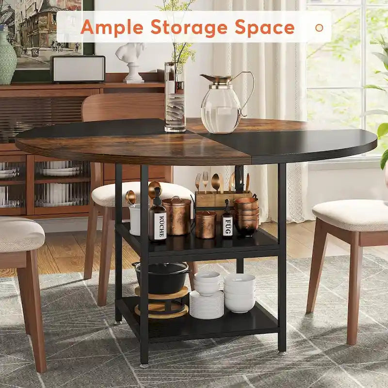 47 inch Dining Table for Dining Room, 4 People Round Dinner Table