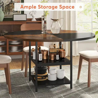 47 inch Dining Table for Dining Room, 4 People Round Dinner Table