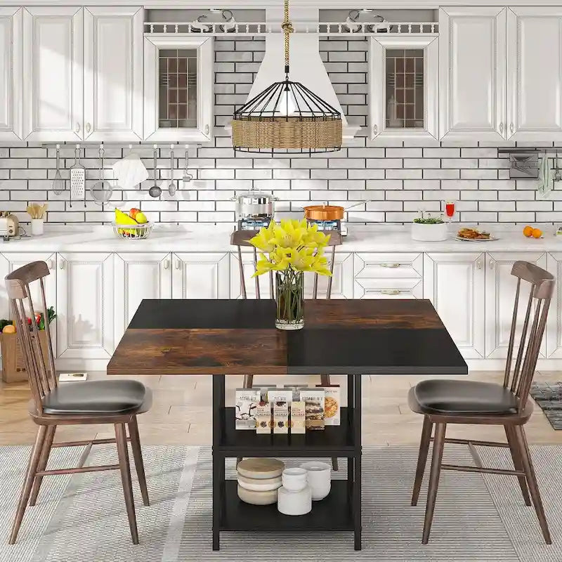 47 inch Dining Table for Dining Room, 4 People Round Dinner Table