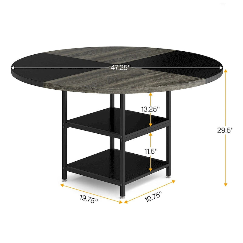 47 inch Dining Table for Dining Room, 4 People Round Dinner Table