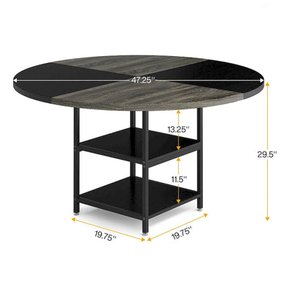 47 inch Dining Table for Dining Room, 4 People Round Dinner Table