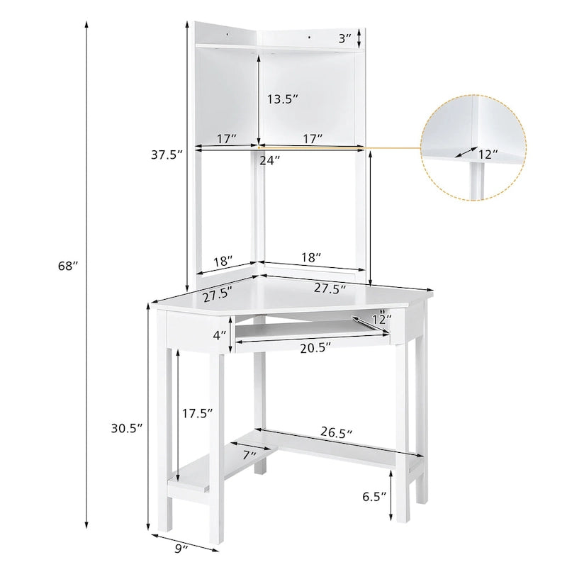 Corner Desk with Hutch Triangle Corner Computer Desk with Bookshelves