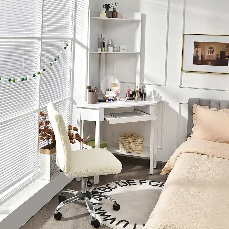 Corner Desk with Hutch Triangle Corner Computer Desk with Bookshelves
