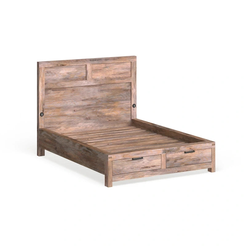 Furniture of America Werr Rustic Wood 2-Drawer Storage Bed with USB Headboard