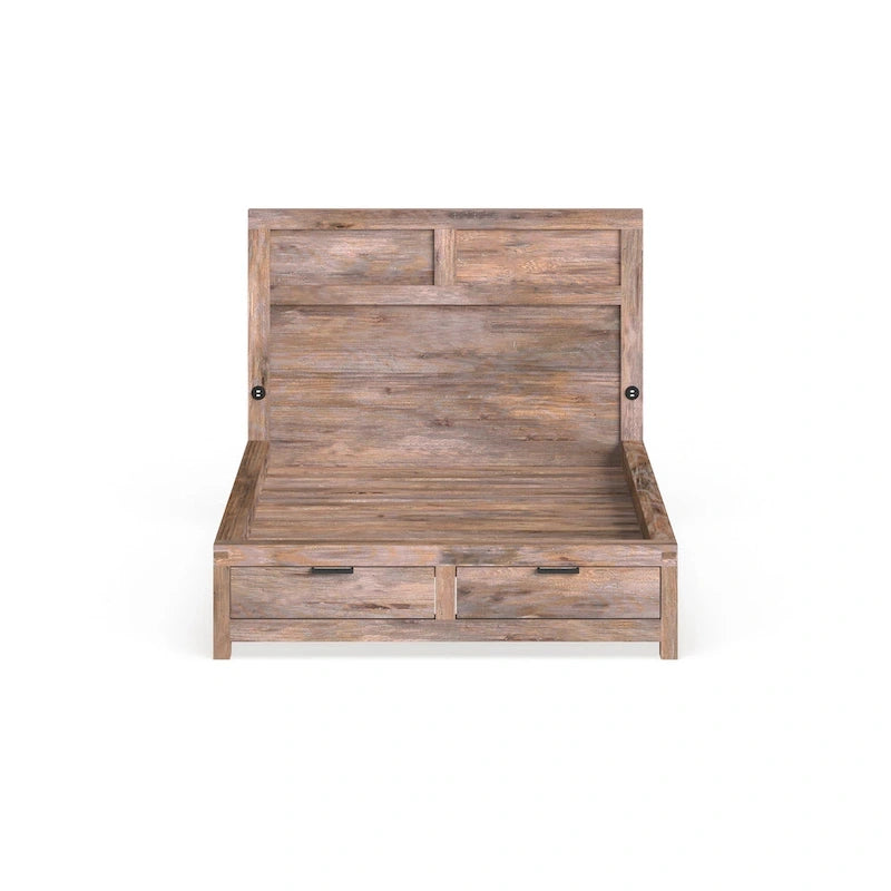 Furniture of America Werr Rustic Wood 2-Drawer Storage Bed with USB Headboard