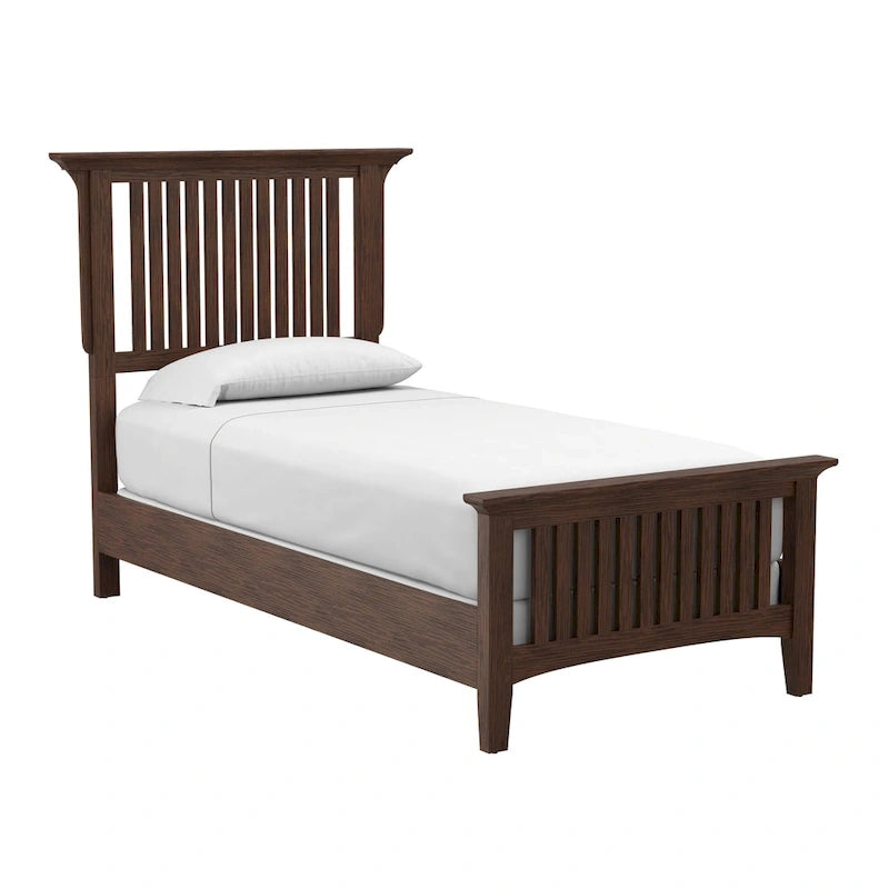 Modern Mission Vintage Oak Finish Wood Bed