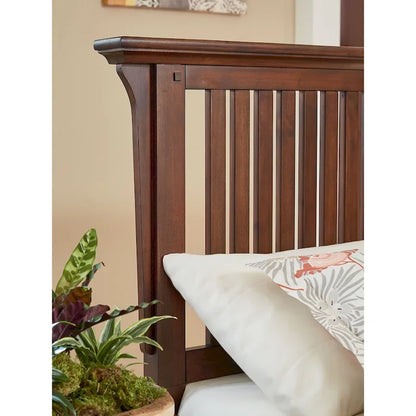 Modern Mission Vintage Oak Finish Wood Bed