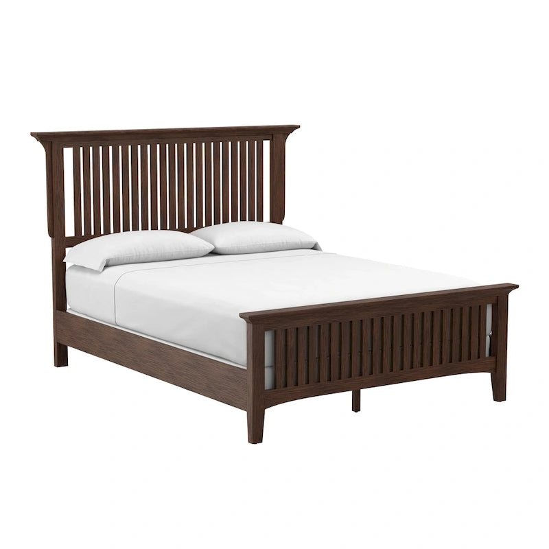 Modern Mission Vintage Oak Finish Wood Bed