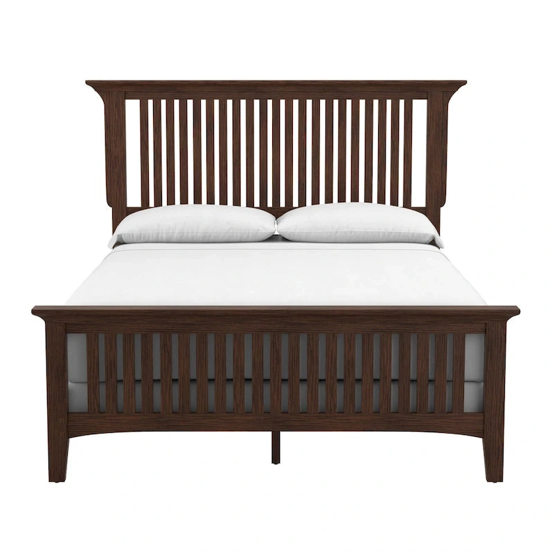 Modern Mission Vintage Oak Finish Wood Bed