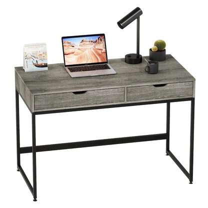 43 W Home Office Computer Desk with 2 Drawers, Modern Writing Study Desk