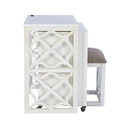 Nichols White Wodden Nesting Rolling Desk and Stool Set