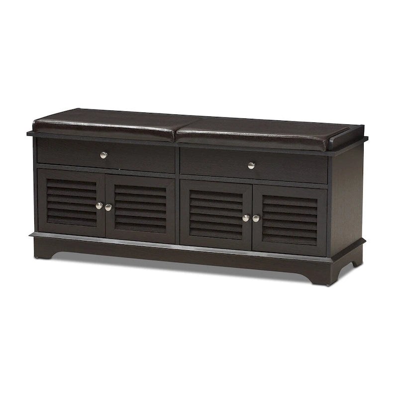 Contemporary Dark Brown 2-Drawer Shoe Storage Bench by Baxton Studio