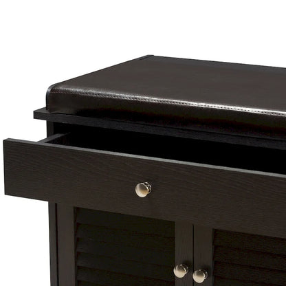 Contemporary Dark Brown 2-Drawer Shoe Storage Bench by Baxton Studio