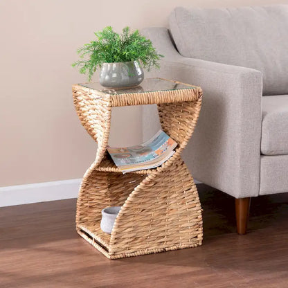 SEI Furniture Nivvan Coastal Natural Woven Fiber Side Table