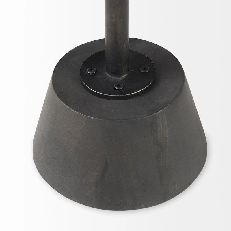 Maxwell Dark Brown Wood w/Black Metal Pedestal Round Side Table