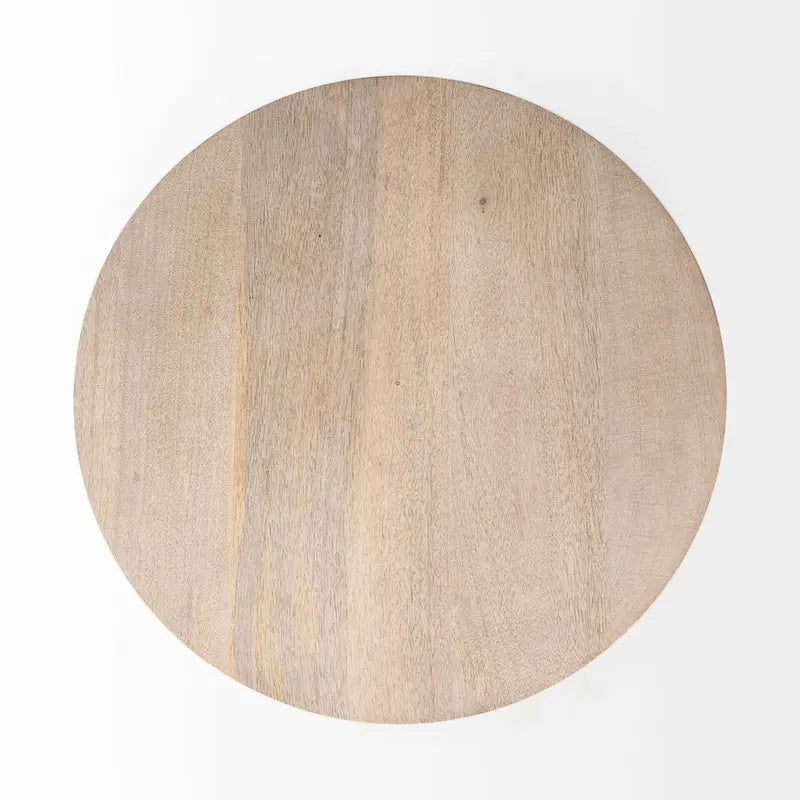 Maxwell Dark Brown Wood w/Black Metal Pedestal Round Side Table