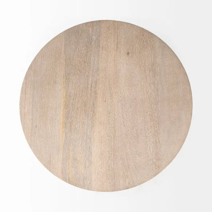 Maxwell Dark Brown Wood w/Black Metal Pedestal Round Side Table