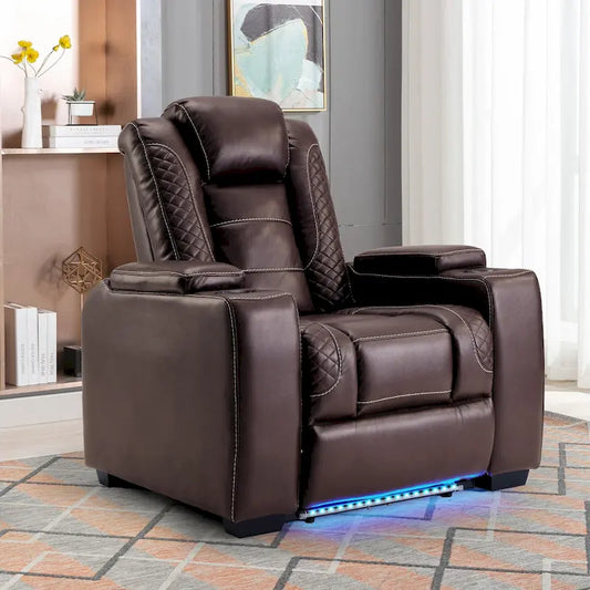 Electric Recliner Adjustable Headrest with USB Ports and Cup Holders Home Theater Seating Reclining Chair Hidden Arm Storage