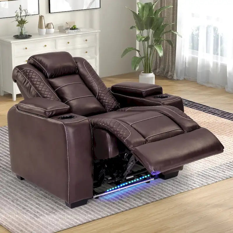 Electric Recliner Adjustable Headrest with USB Ports and Cup Holders Home Theater Seating Reclining Chair Hidden Arm Storage
