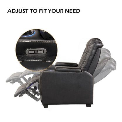 Electric Recliner Adjustable Headrest with USB Ports and Cup Holders Home Theater Seating Reclining Chair Hidden Arm Storage