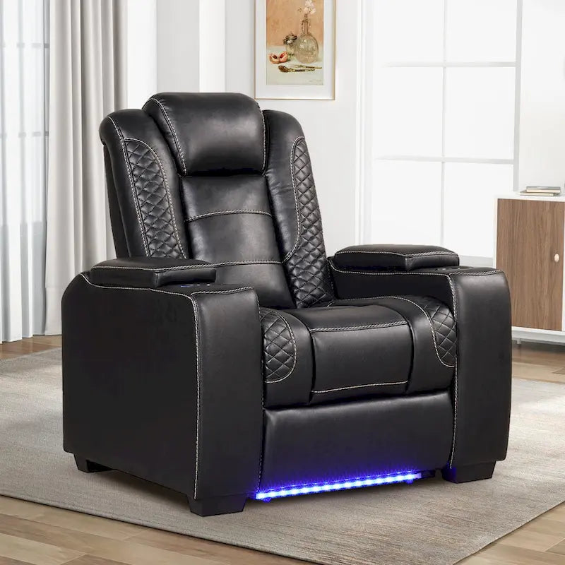 Electric Recliner Adjustable Headrest with USB Ports and Cup Holders Home Theater Seating Reclining Chair Hidden Arm Storage