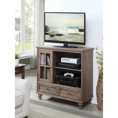 Convenience Concepts Tahoe Highboy 40 2 Drawer TV Stand with Storage Cabinet and Shelves