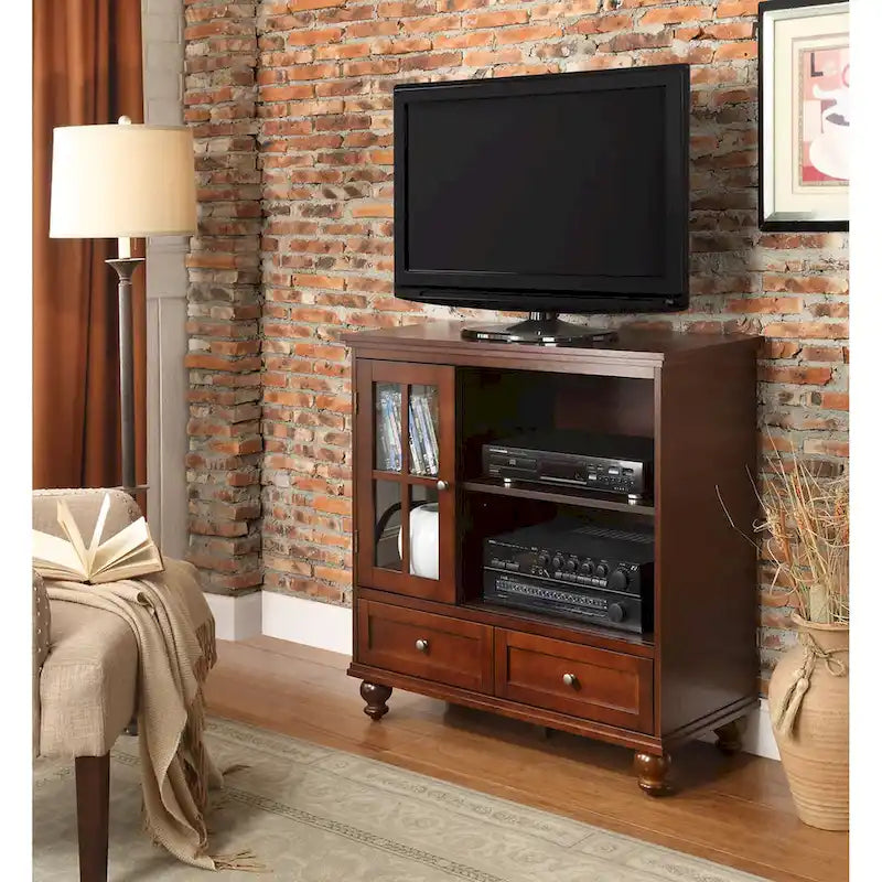 Convenience Concepts Tahoe Highboy 40 2 Drawer TV Stand with Storage Cabinet and Shelves