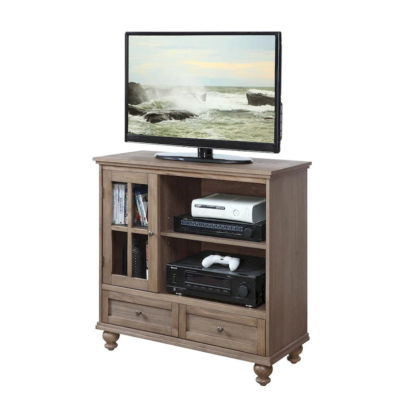 Convenience Concepts Tahoe Highboy 40 2 Drawer TV Stand with Storage Cabinet and Shelves