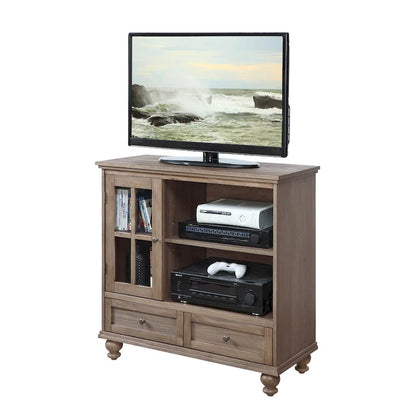 Convenience Concepts Tahoe Highboy 40 2 Drawer TV Stand with Storage Cabinet and Shelves