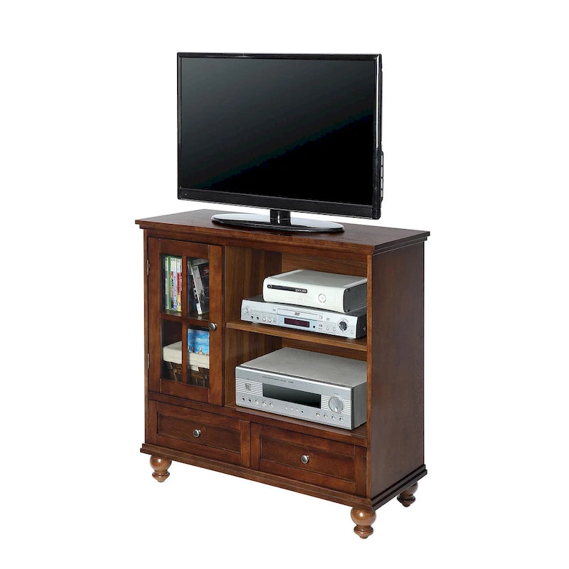 Convenience Concepts Tahoe Highboy 40 2 Drawer TV Stand with Storage Cabinet and Shelves