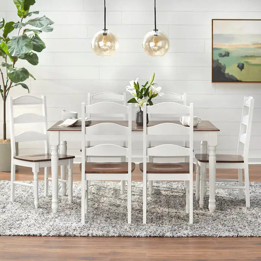 Simple Living Skipton White/ Walnut Wood 7-piece Dining Set