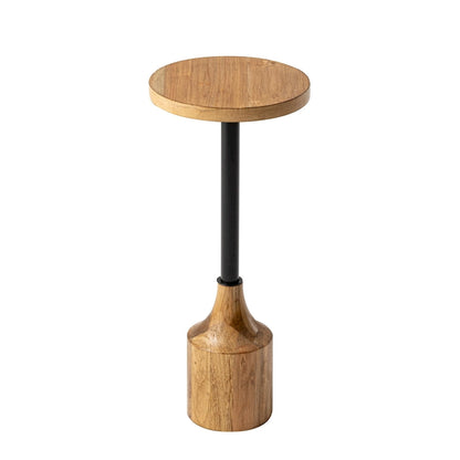 COZAYH Farmhouse Pedestal End table, Rustic Wood Drink Table with Base, Round Martini Table for Small Space Living Room