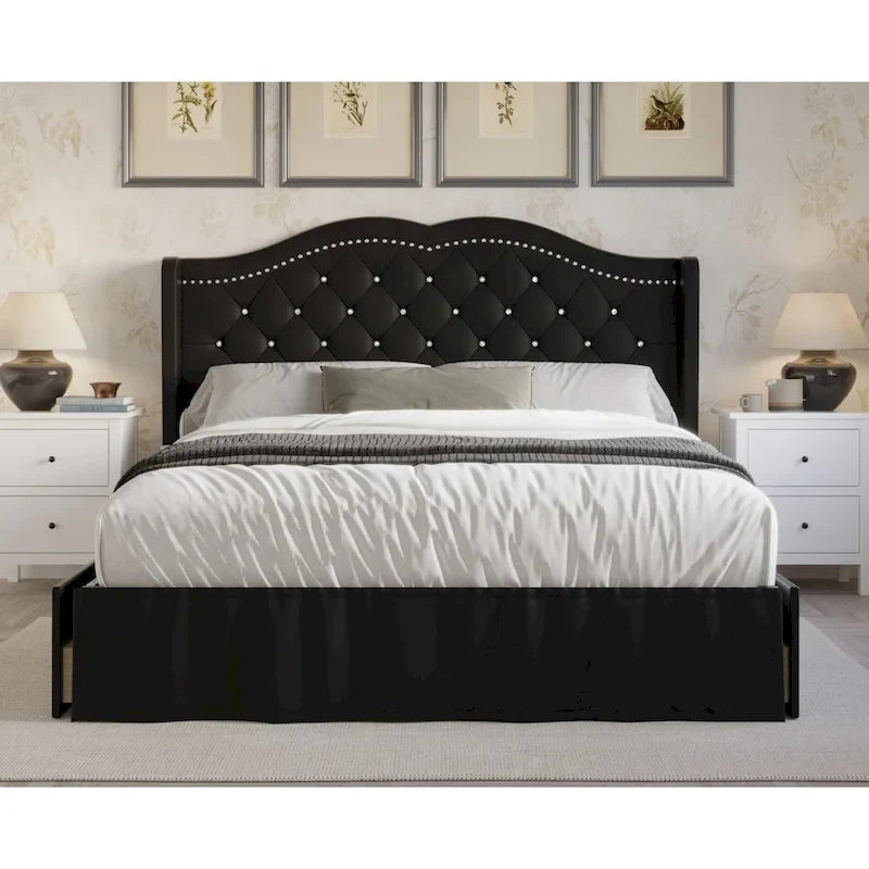 Martha Tufted Upholstered Storage Panel Bed