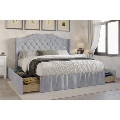 Martha Tufted Upholstered Storage Panel Bed