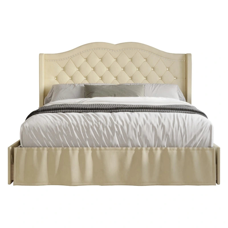 Martha Tufted Upholstered Storage Panel Bed