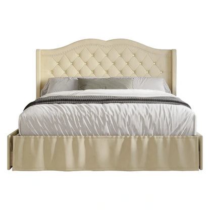 Martha Tufted Upholstered Storage Panel Bed